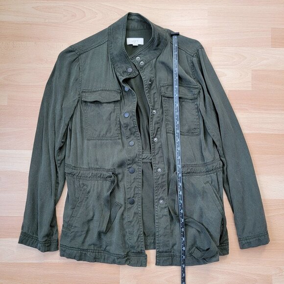 Loft Army Green Drawstring Utility Jacket Spring Casual Comfy | Size: XSmall - Picture 3 of 13